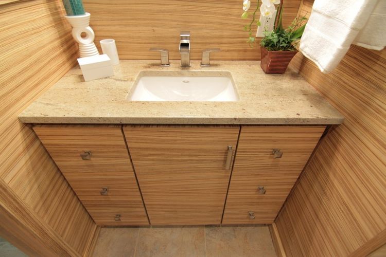 Custom Built Vanity with Zebrawood