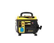 Yellow and black portable generator with a handle and control panel.