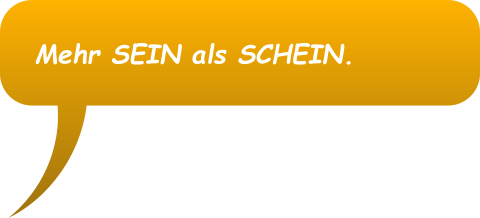 Orange speech bubble with white text: