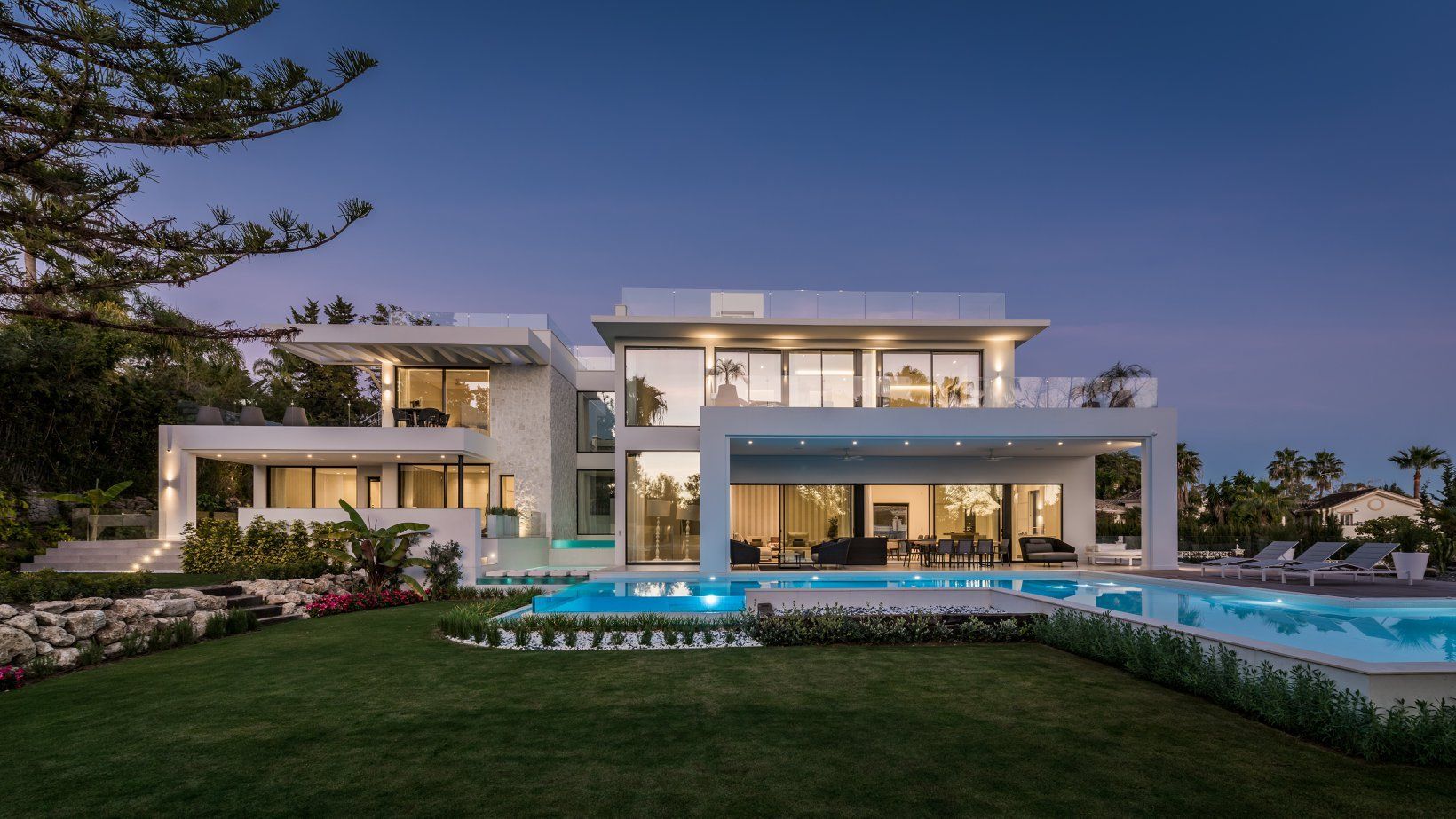interior design project in Villa Neuva Andalusia marbella spain image of terrace with outdoor cane-line furnitue