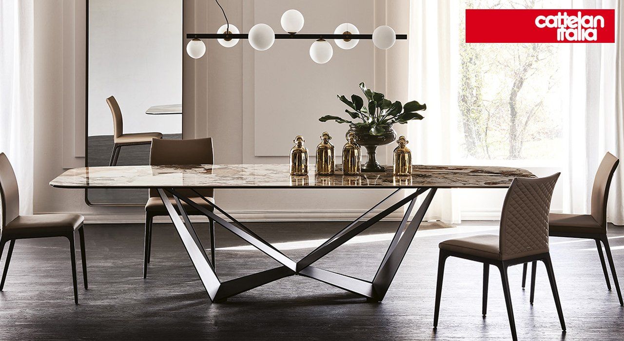 Cattelan Italia Skorpio Keramic Dining Table in a modern home.