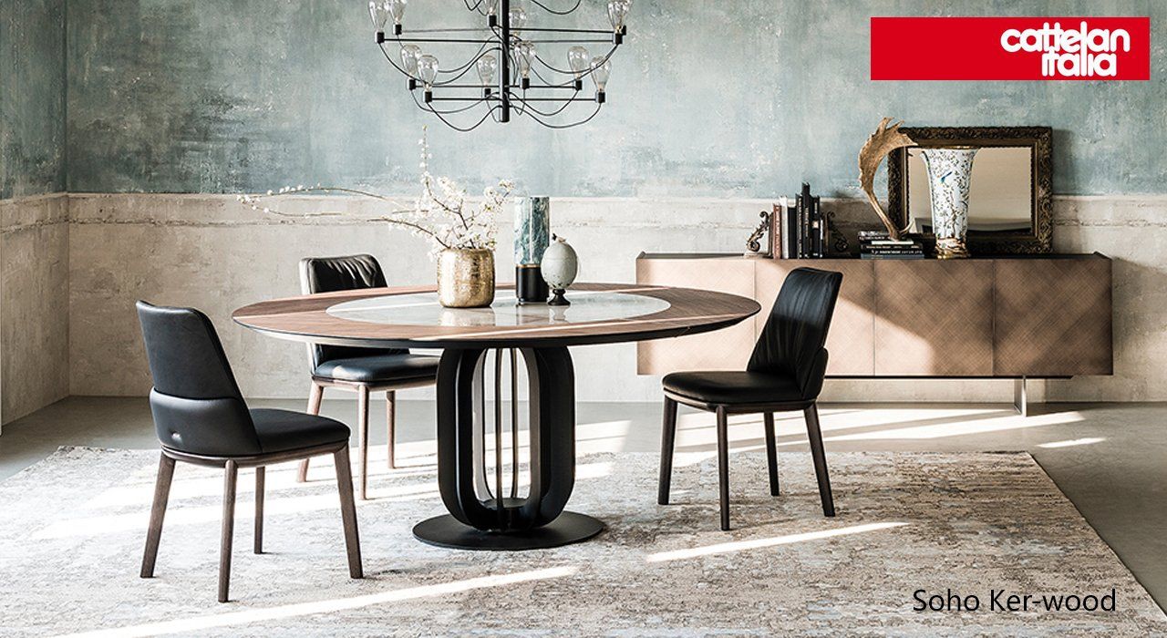 cattelan italia Soho Ker-Wood Dining Table and Ginger Dining Chairs