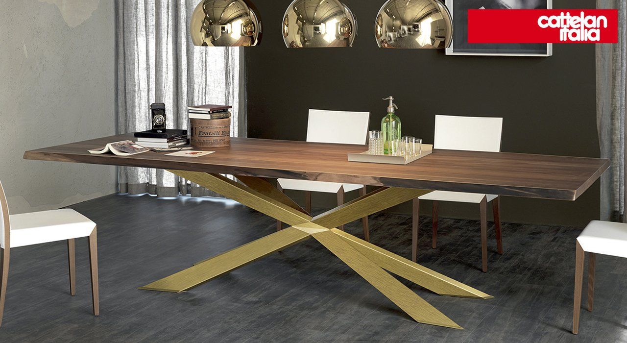 cattelan italia Spyder Wood Dining Table and Lady Dining Chairs