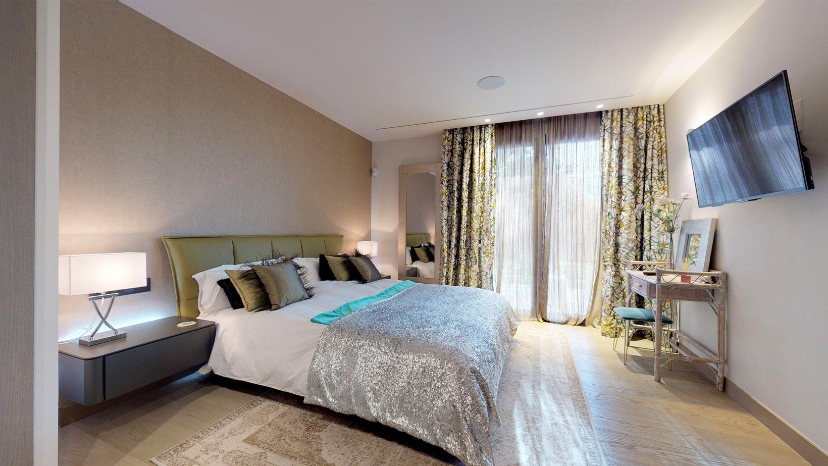 interior design project in La Zagaleta Marbella Spain - image of green bedroom