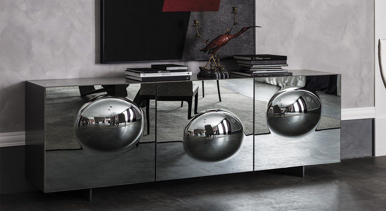 Cattelan Italia Paramount Sideboard in 5 finishes with smoked or bronze glass doors, a statement piece in a living room or hallway.