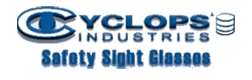 A logo for cyclops industries safety sight glasses