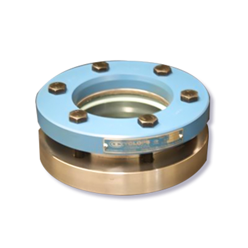 A close up of a metal flange with a hole in the middle