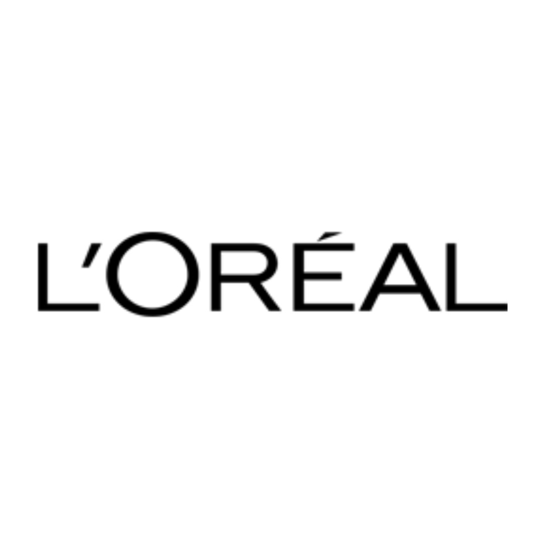 A black and white logo for l ' oreal on a white background.