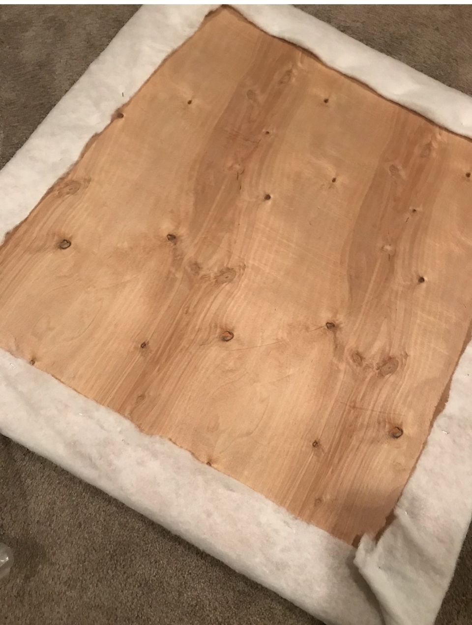 quilt batting stapled around diy headboard