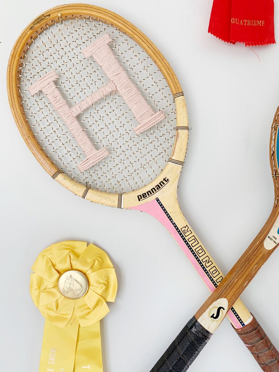 Vintage wood racket wall decor