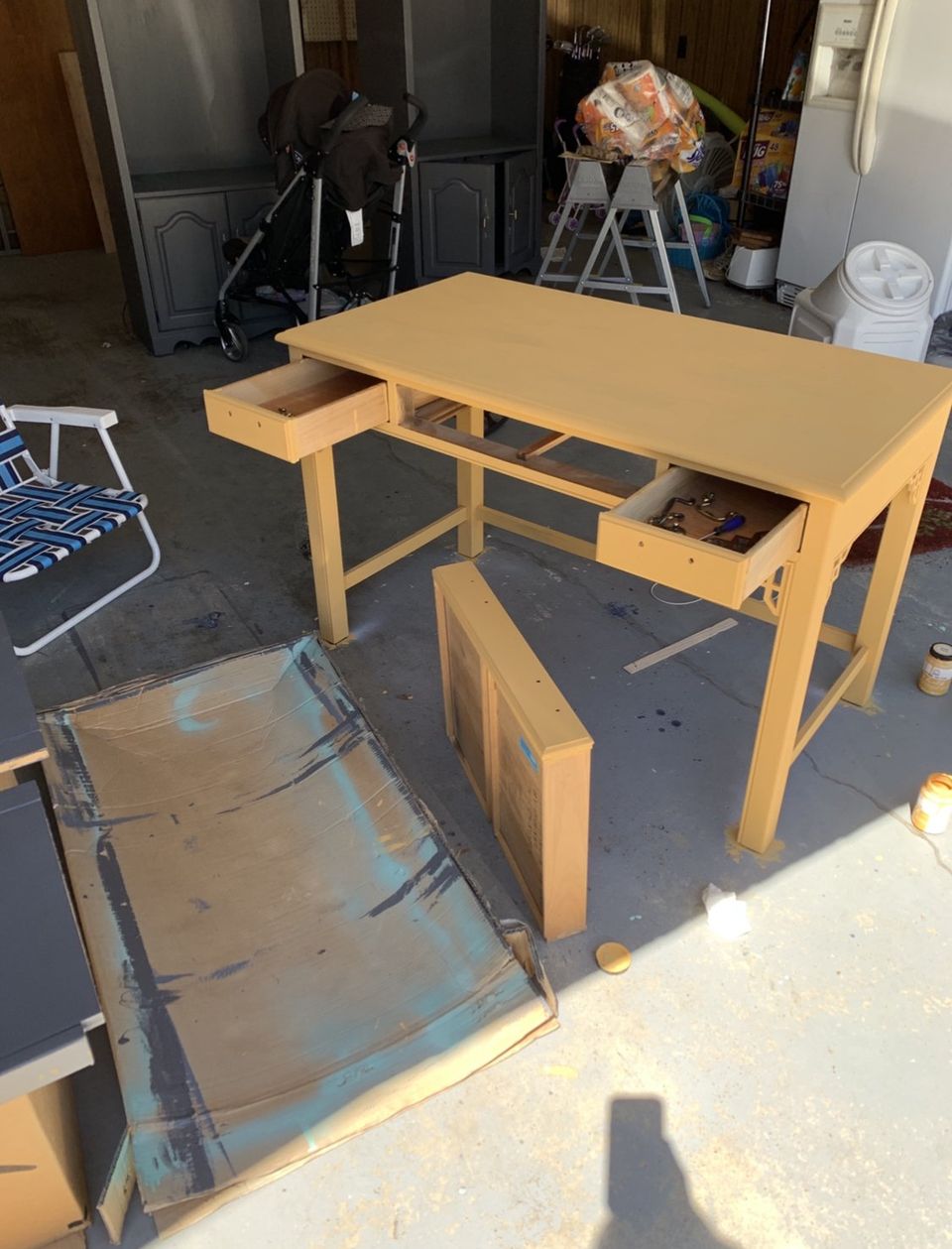 painting yellow desk