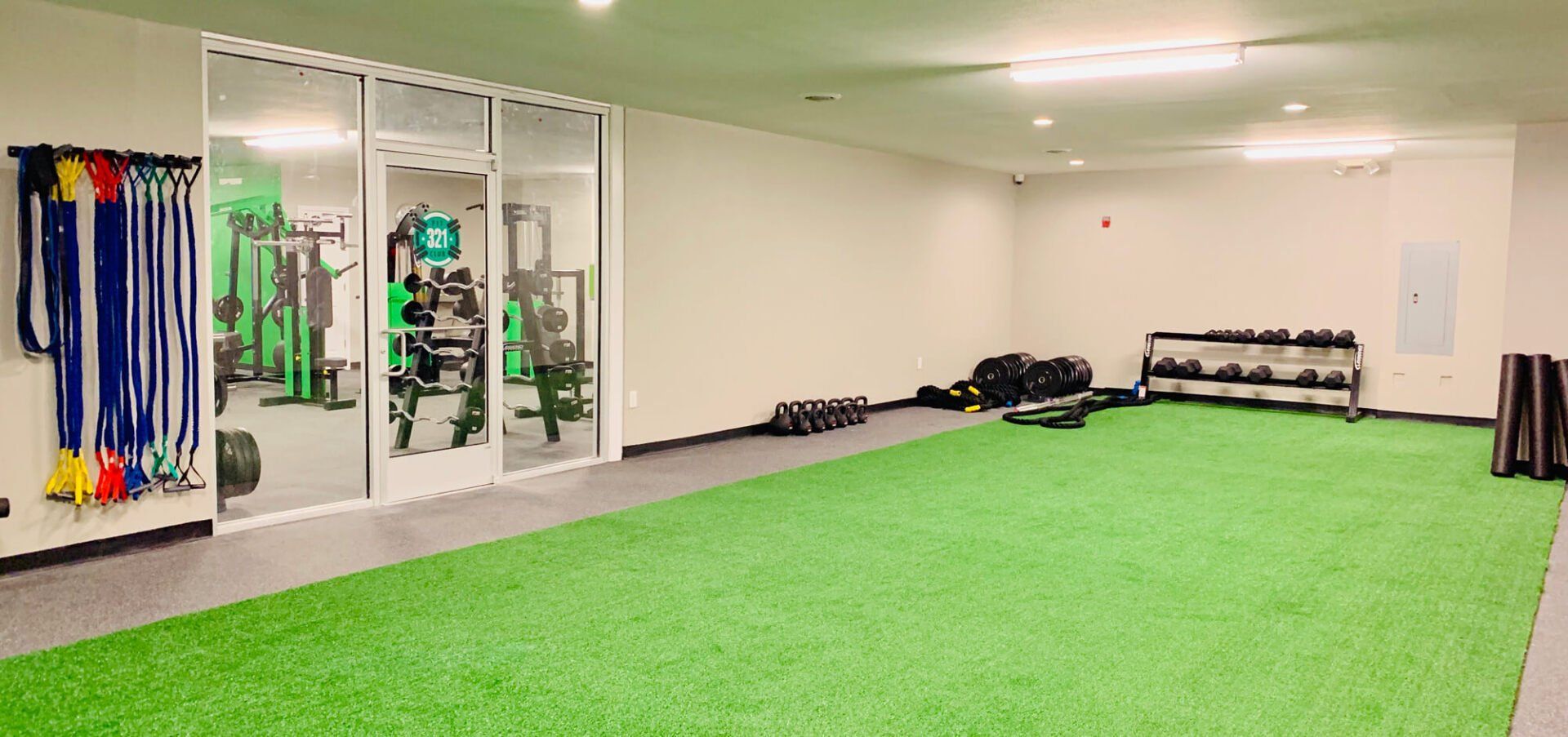 training room with astro turf