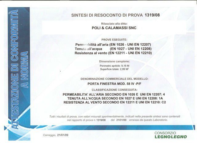 un attestazione conformita’ a norma
