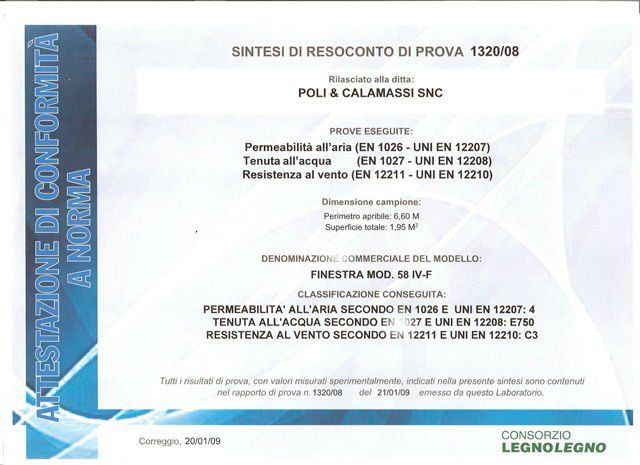 un'attestazione rilasciato alla ditta Poli & Calamassi SNC