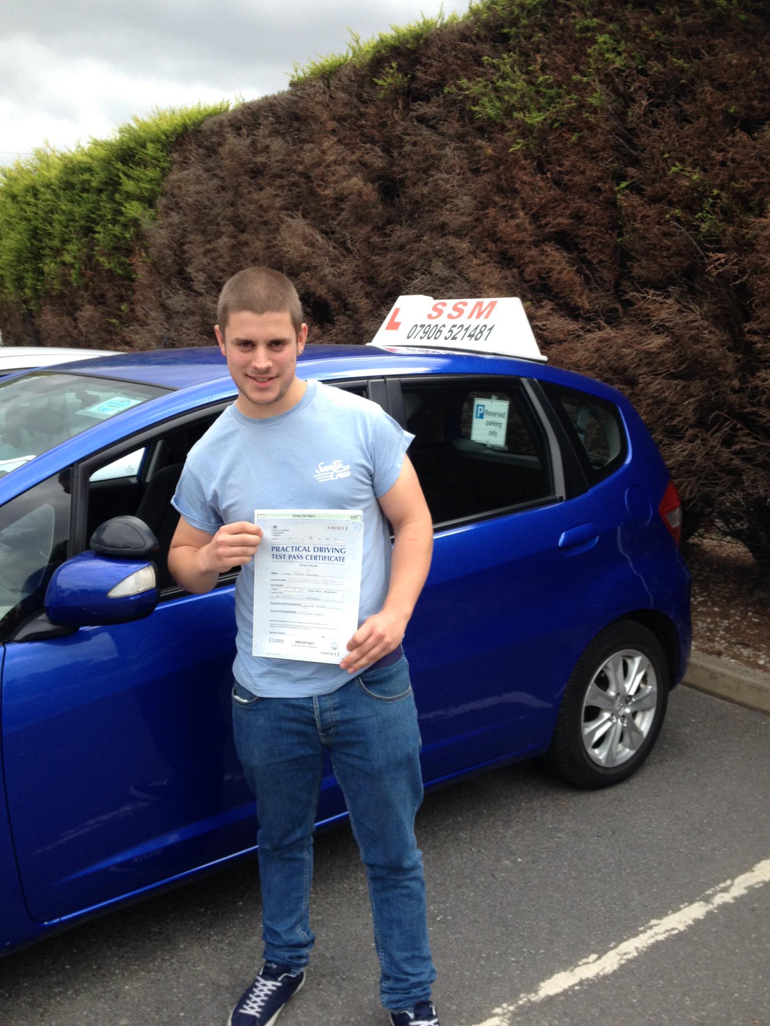 A man passing the driving test