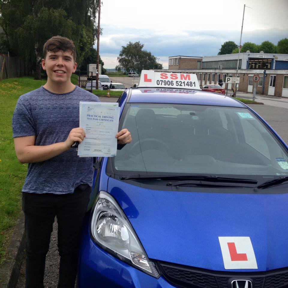 A man passing the driving test