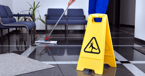 Office cleaning in progress