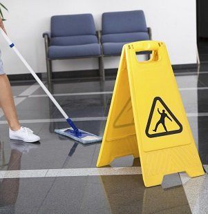 Commercial cleaning in progress