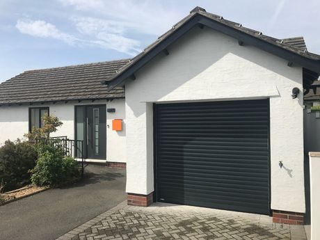 partially open garage door