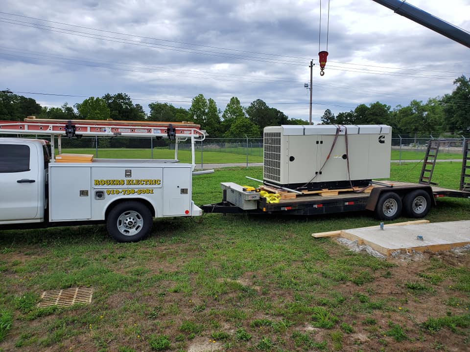 White Generator about to be Installed — Lumberton, NC — Rogers Electric, Inc