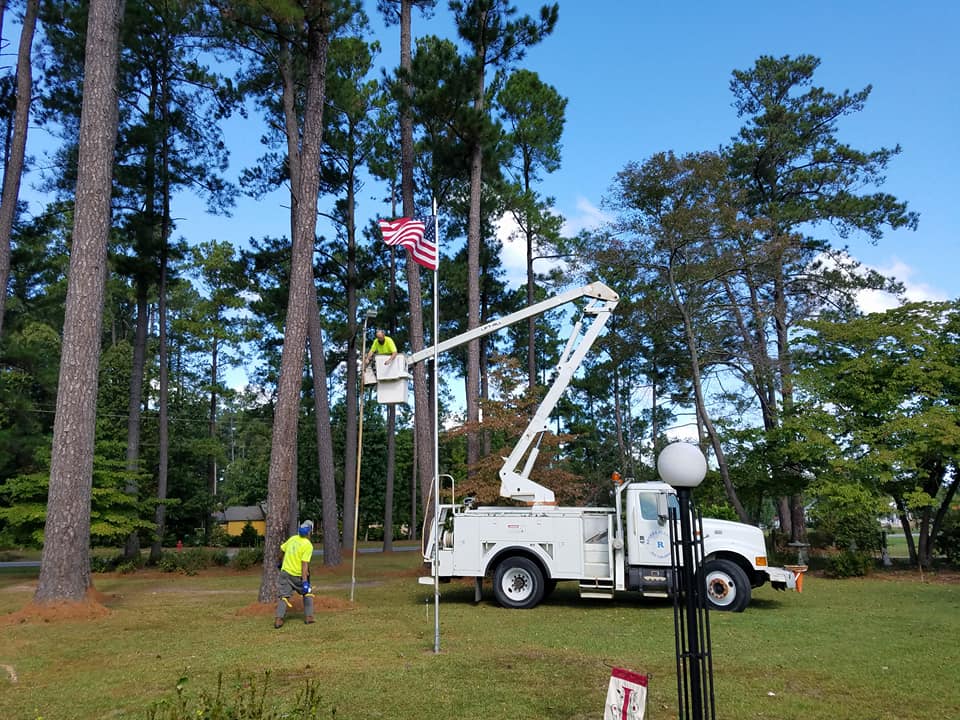 White Bucket Truck — Lumberton, NC — Rogers Electric, Inc White Bucket Truck — Lumberton, NC — Rogers Electric, Inc