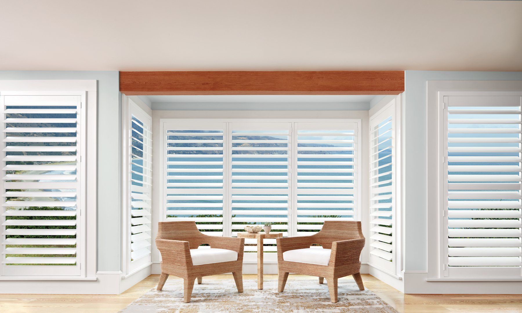 After Palm Beach™ Polysatin™ Shutters for Living Rooms Near San Diego & La Jolla, California (CA)
