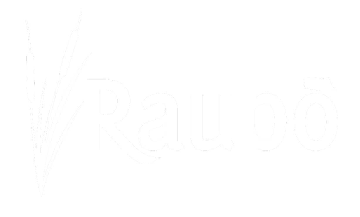 Raupo Cafe Blenheim, Marlborough, NZ White Logo