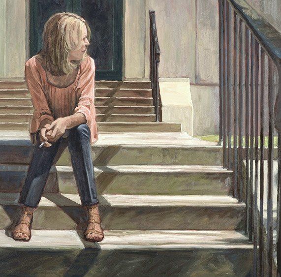 Image in the before and after gallery. The final portrait painting by California artist John Kosta's entitled Jeanne.