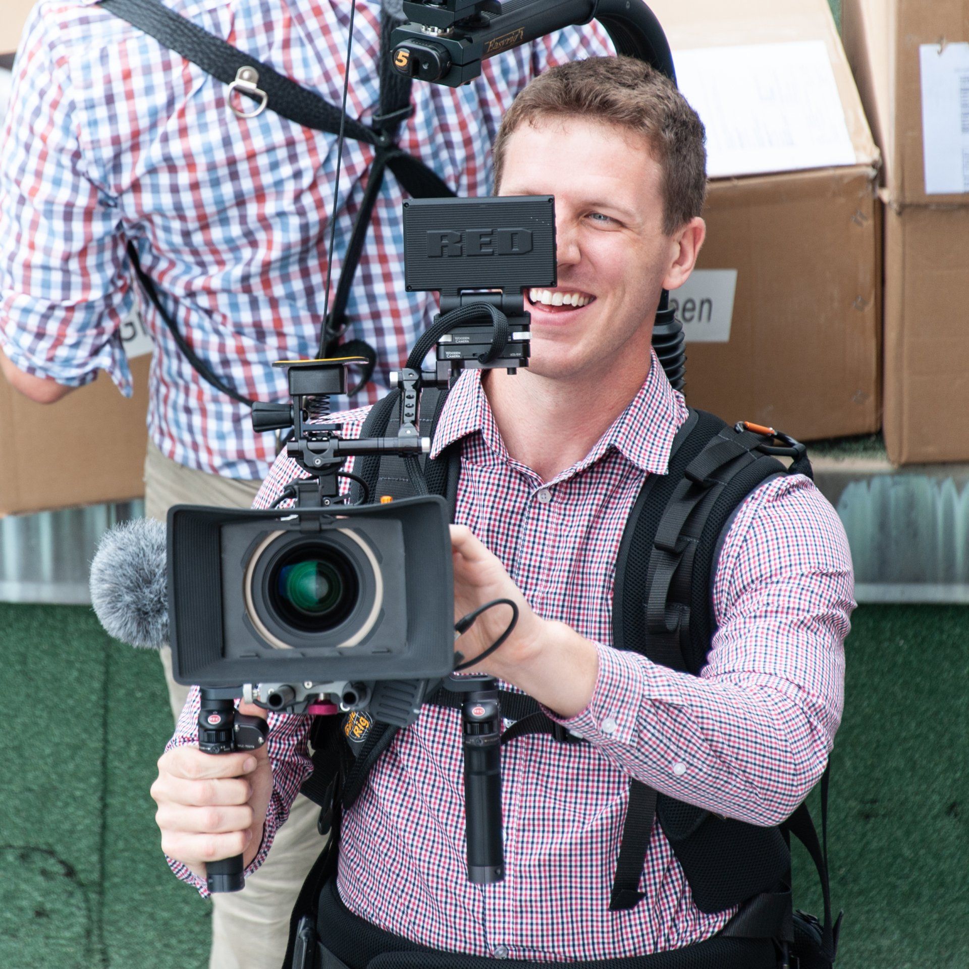 dc visionaries dcv founder shane yeager and his red camera during a video production for the national restaurant association