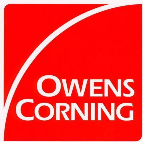 the logo for owens corning is red and white