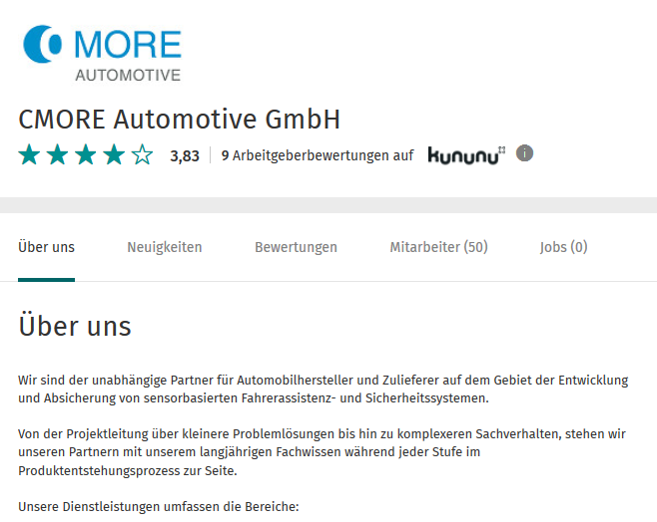 Das Unternehmensprofil von CMORE auf XING. Das Unternehmensprofil von CMORE auf XING.
