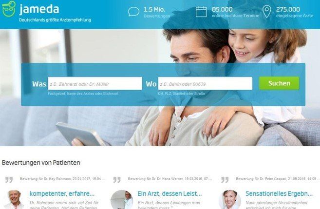 Auf Jameda haben 275.000 eingetragene Ärzte bisher 1,5 Millionen Bewertungen erhalten. Auf Jameda haben 275.000 eingetragene Ärzte bisher 1,5 Millionen Bewertungen erhalten.