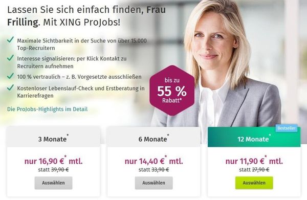 Ein aktuelles Premium-Angebot bzw. Zusatzpaket, das die Nutzer von XING bei Bedarf hinzubuchen können. Ein aktuelles Premium-Angebot bzw. Zusatzpaket, das die Nutzer von XING bei Bedarf hinzubuchen können.