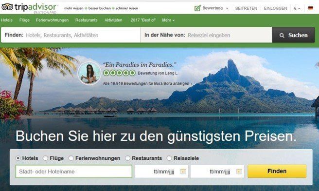 Tripadvisor ist international verbreitet. Tripadvisor ist international verbreitet.