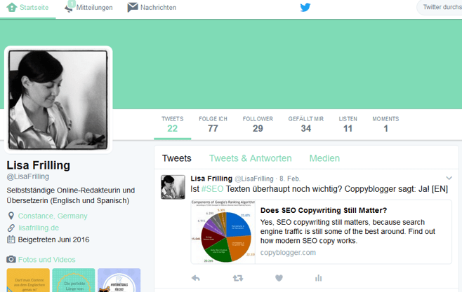 Ein Twitter-Profil Ein Twitter-Profil