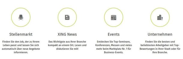 Übersicht des Angebots von XING Übersicht des Angebots von XING