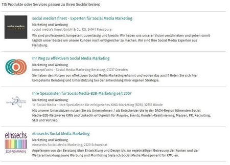 Die Produkte oder Services zeigen zum Suchbegriff passende Business-Seiten an. Die Produkte oder Services zeigen zum Suchbegriff passende Business-Seiten an.