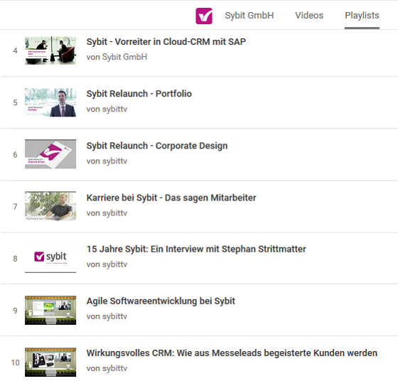 Das Unternehmen Sybit gewährt auf seinem YouTube-Kanal Einblicke in das Unternehmen. Das Unternehmen Sybit gewährt auf seinem YouTube-Kanal Einblicke in das Unternehmen.