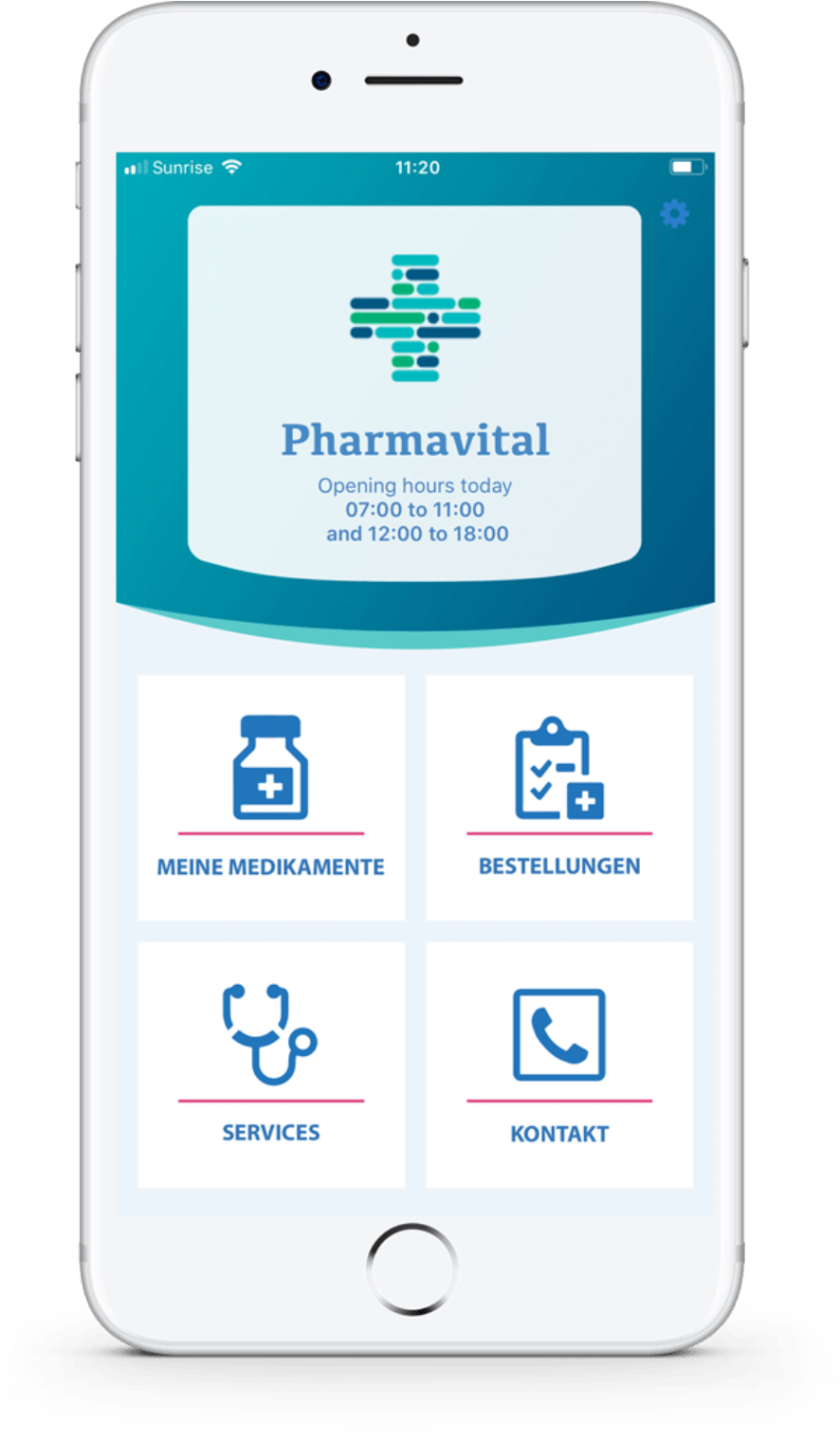 Smartphone mit AppoMobile App Apotheke Dr. Portmann Interlaken