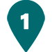 Teal location marker with a white number 1 inside.