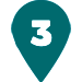 Teal teardrop marker with white number 