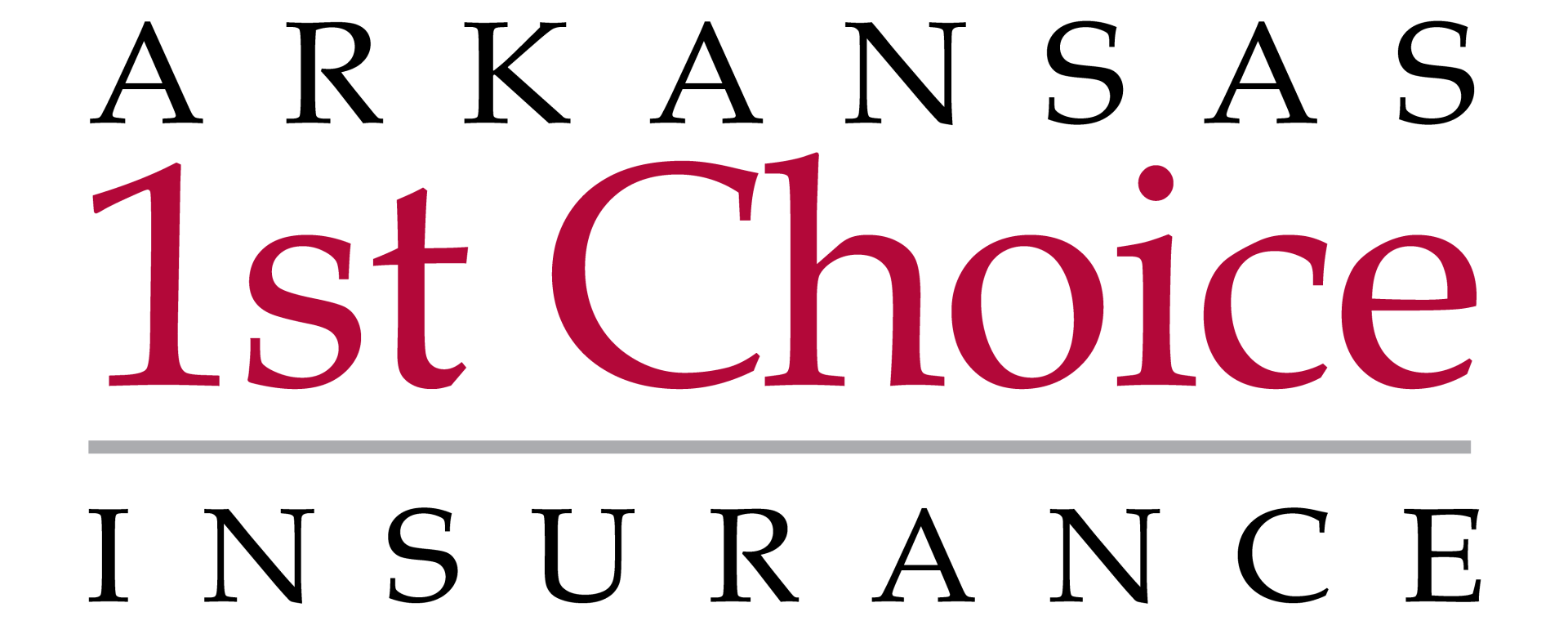 Arkansas 1st Choice Insurance logo in maroon and black text on a white background