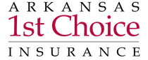 Arkansas 1st Choice Insurance logo in maroon and black text on a white background