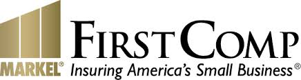 FirstComp insurance logo with gold building icon and tagline “Insuring America’s Small Business”