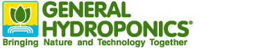 General Hydroponics logo with green plant icon and tagline “Bringing Nature and Technology Together”