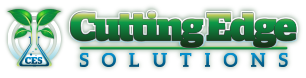 Cutting Edge Solutions logo with green leaf icon and blue text on white background