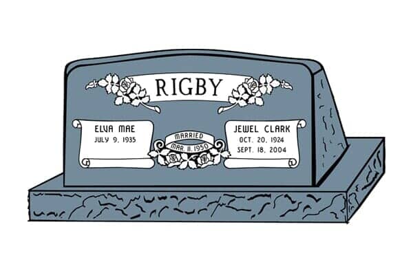 Gray headstone with 