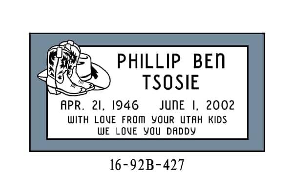 Headstone with name 