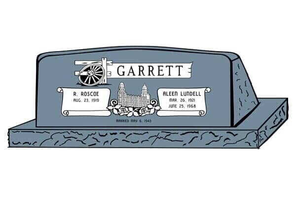 Gray headstone with 