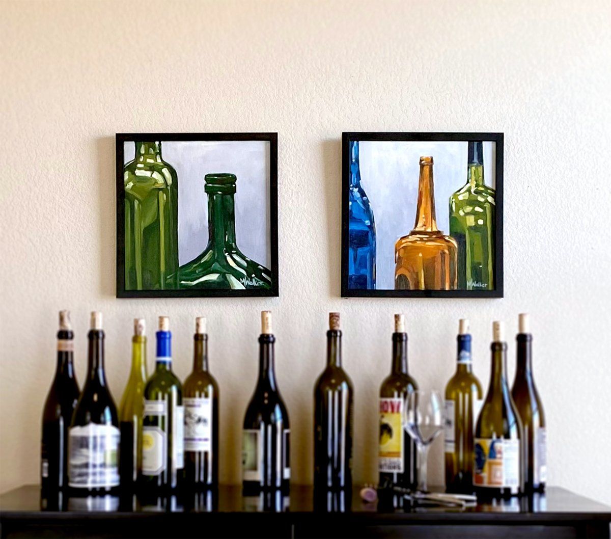 wine bottles custom painting commissions lease art real estate hotels